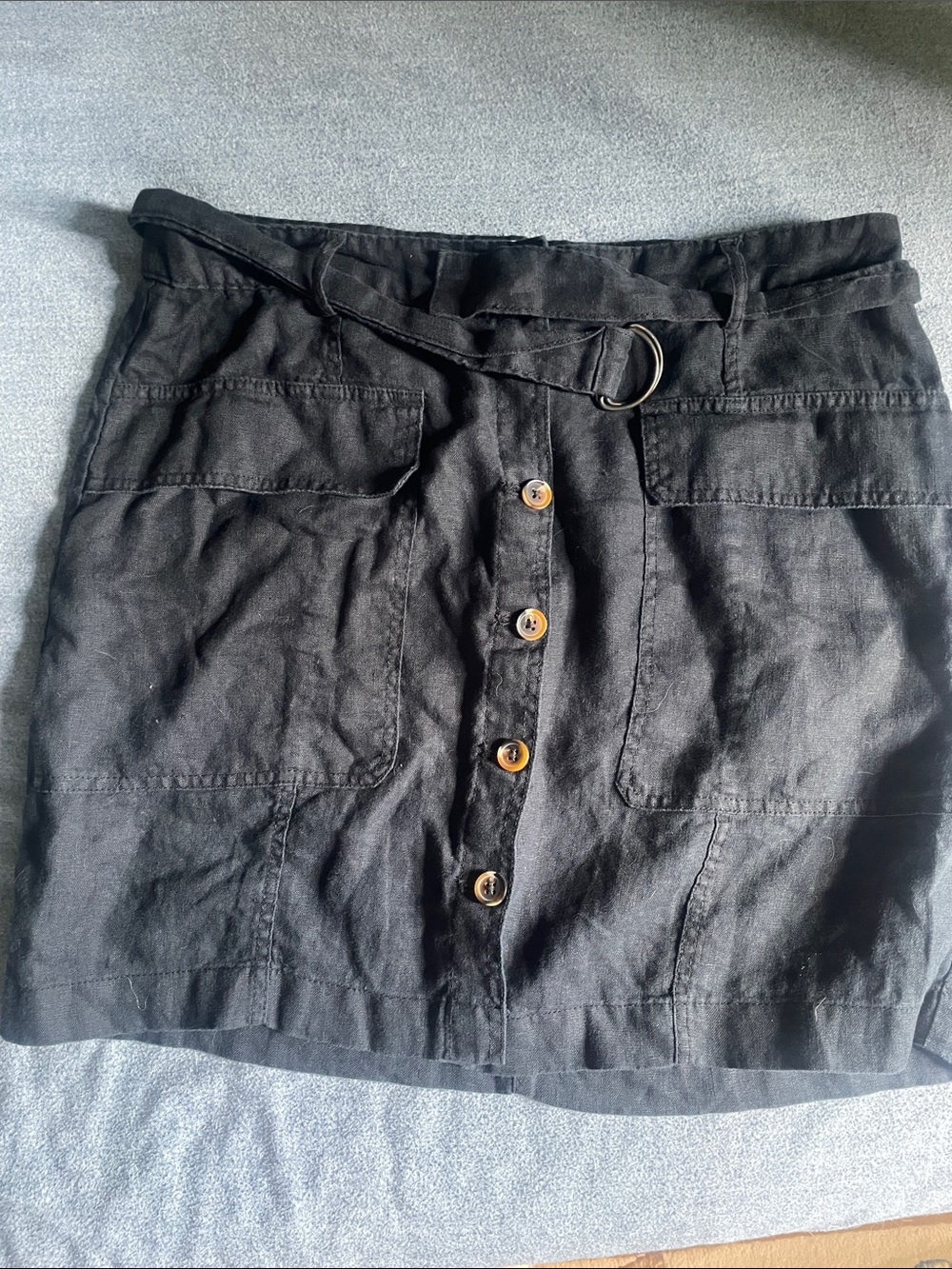 H&M black linen skirt size 14